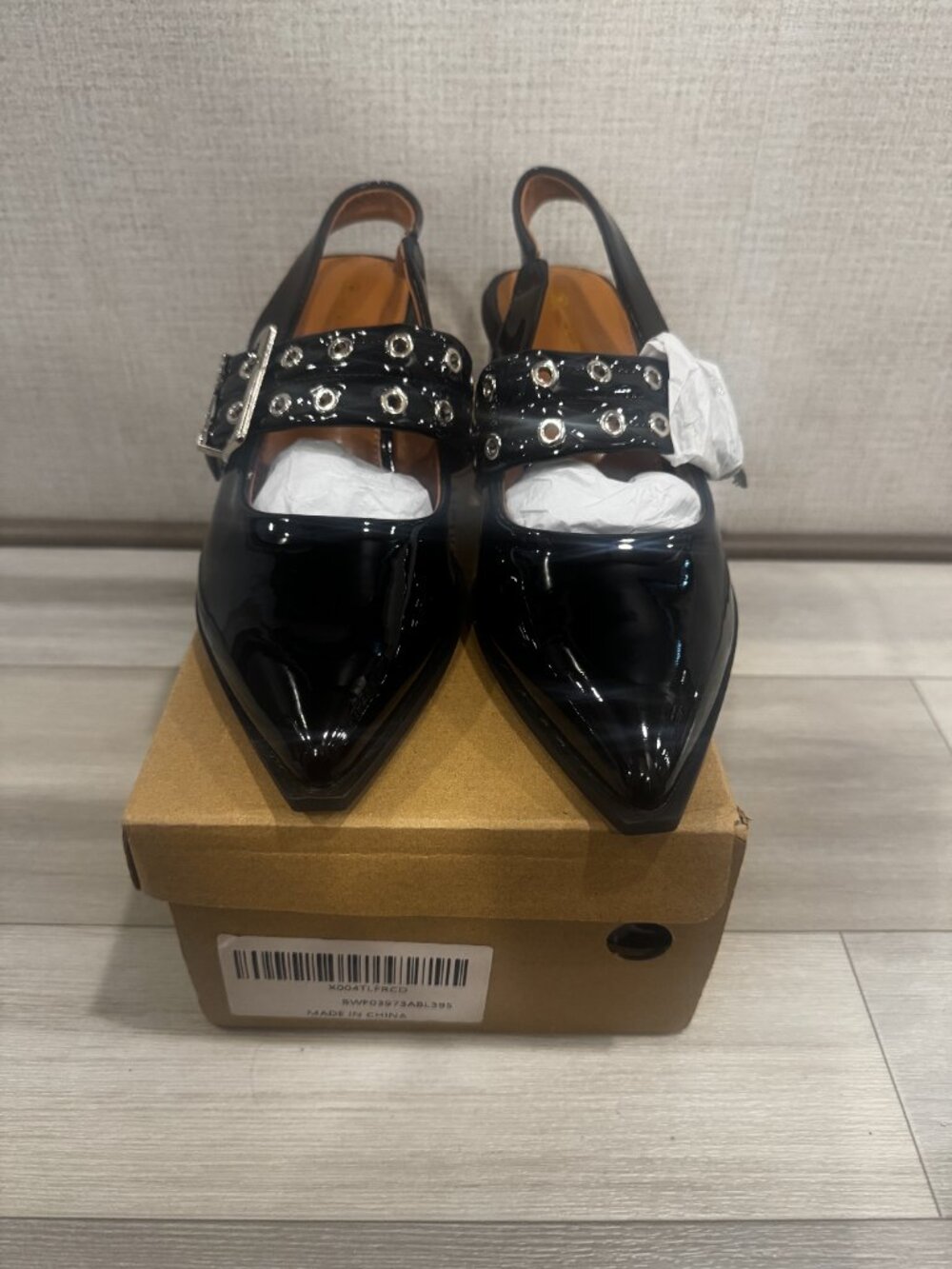 NEWBELLA Black Patent Mary Jane Slingback | Grommet Buckle | Block Heel 8.5 NIB - Picture 5 of 15